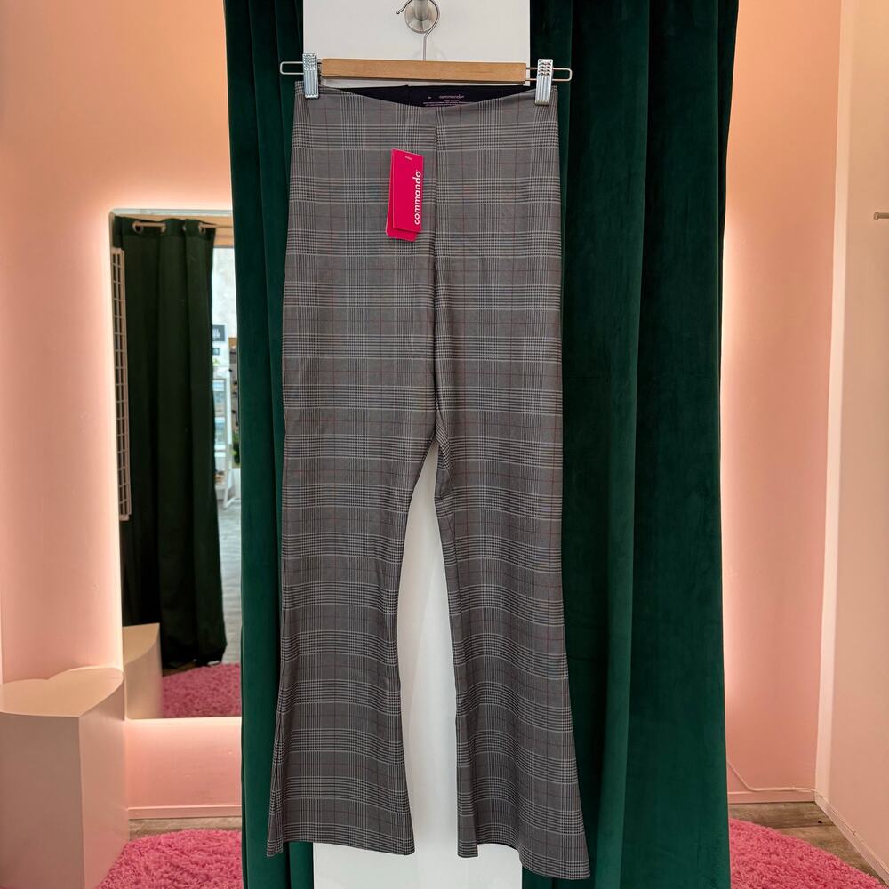 Commando Plaid Faux Leather Cropped Flares M